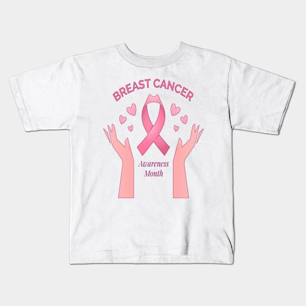 In October We Wear Pink Breast Cancer Awareness Survivor Kids T-Shirt by Goods-by-Jojo